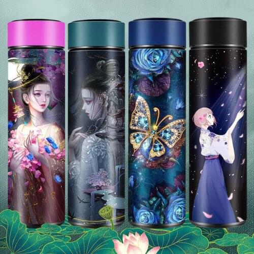 Intelligent Temperature Display Thermos Cup Girl Couple Gift Cup Cartoon Children Animal Water Bottle Thermal Mug 500 ml