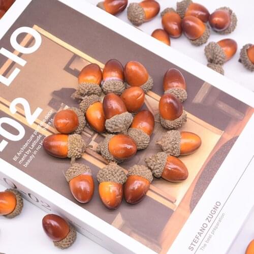 10/20/50pcs 3CM Artificial Natural Mini Oak Pine Fruits Foam Fake Nuts DIY Thanksgiving Ornaments Christmas Table Decor Supplies