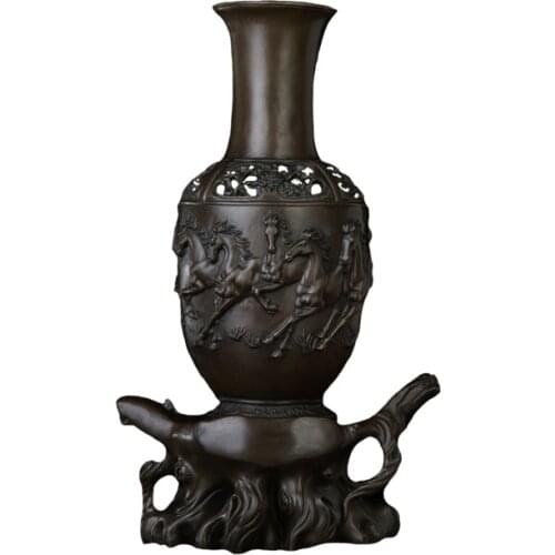 Ivorique VS-001 Home Decoration Bronze Art Decor Bronze Statue Sculpture Vase Small Size Bronze Vase For Hotel