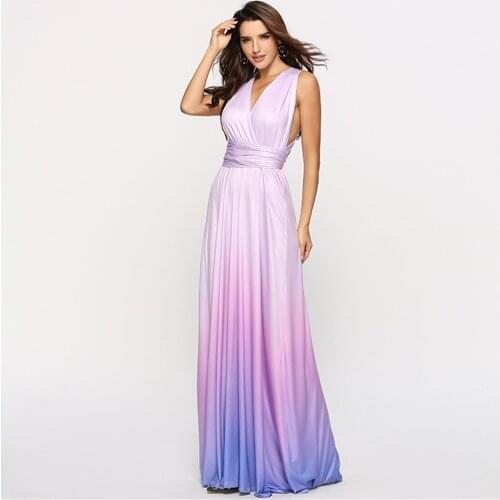 Convertible Bridesmaid Long Dress Gradient A-line Party Dress Sexy Vestido de Festa Robe de Soiree Elegant Formal Dress YSM-5125