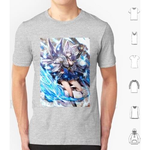 Kaga T Shirt Diy Big Size Cotton Kaga Azur Lane Fox Kitsune