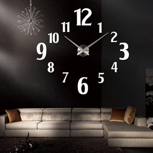 Creative Wall Clock Stylish Simple Acrylic Mirror Clock Living Room DIY Large Wall Clock Wall Stickers 3D Clock Home Decor