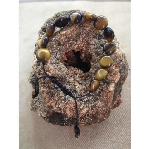 Natural Brown Tiger 'S Eye Stone Adjustable Female-Male Bracelet