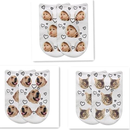 Customize funny cotton socks with photo lover pet face christmas brithday present for boy or girl Valentines gift Mothers Day