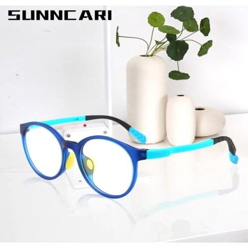 Blue light blocking glasses for kids Girls Boys Optical Blue Patchwork glasses frame Flexible Silicone Babys eyewear Frame