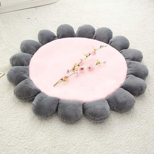 Seat Cushion Faux Fur Artificial Cony Hair Kids Room Decor Creeping Mat Cat Bed Mats Flower Shape Cushions Floor Mat Kissen