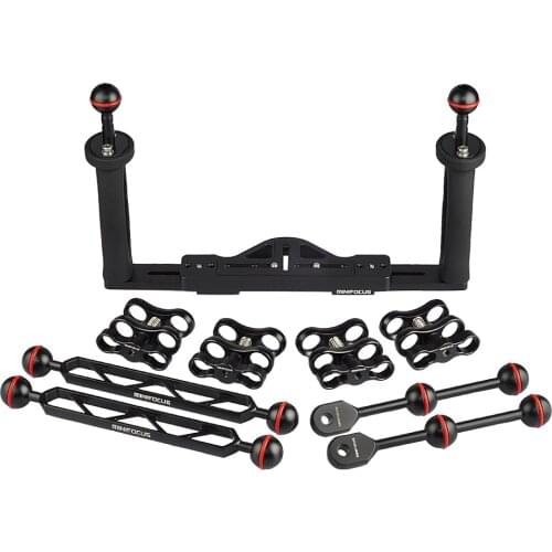 Underwater video stabilizer tray for Camera Waterproof housing with Double ball arm Ball clamp Diving Ys Head System Set