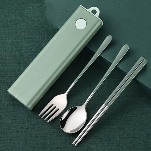 Portable 304 Stainless Steel Kitchen Cutlery Set Spoon Fork Chopsticks Storage Box Dinnerware Container Organizer Utensil Dinner