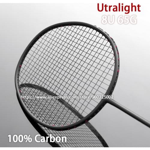 Professional Ultra Light 8U Full Carbon Fiber Badminton Racket Strung Offensive Type Rackets Racquet Max 35LBS Padel Sports