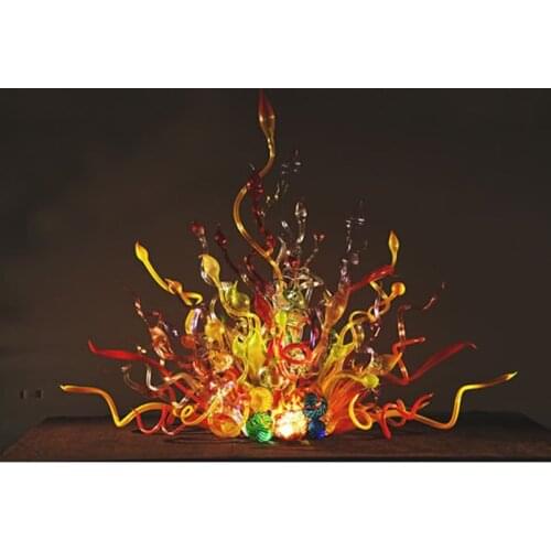 Multi Color Murano Glass Sculpture ODM Home Garden Yard Fire Glass Sculpture