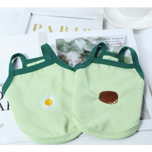 Pet Dog Cat Shirt Cartoon Daisy Embroidery Dog T-Shirt Clothes For Small Dogs Puppy Cats Spring Summer Breathable Pet Supplies