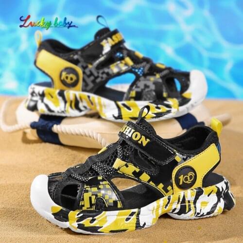 2021 Children Boys Sandals High Quality Leather Cut-outs Child Summer Big Boy Sandalias Childrens Shoes Kids Canvas Rain Flats