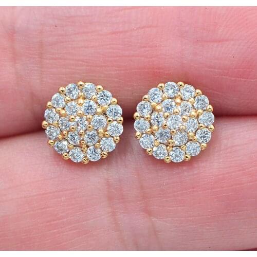 Gold Color Women Clear White Zirconia CZ Fashion Blossom Flower Stud Earrings Jewelry