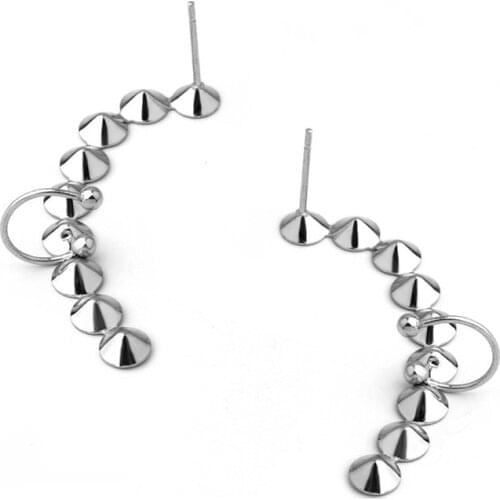 Stainless Steel Earrings Post Base Settings 9 Bezels Rivoli Stones Cabochons Clips Earrings DIY Findings Jewelry Making No Fade