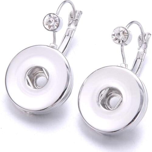18mm Snap Button Earrings 18mm Snaps Earrings Dangle Crystal metal Buttons Earring for women Snap Button Jewelry