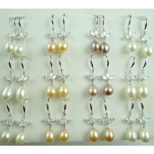3 Color 8-9mm Trendy Elegant Natural Freshwater Pearl Earrings Pearl Silver Earrings Jewelry Women For Wedding Party Gift L4
