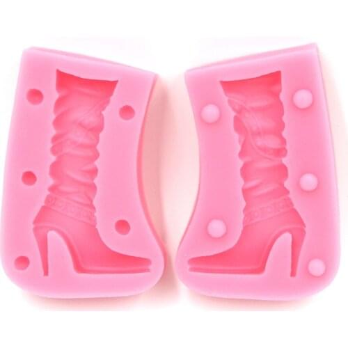 2PCS/SET Silicone Cake Mold High-heeled Boots Shaped Fondant Soap Mold Sugar Paste Kneeboots Mold Shoes 3D Silicone Mold DIY