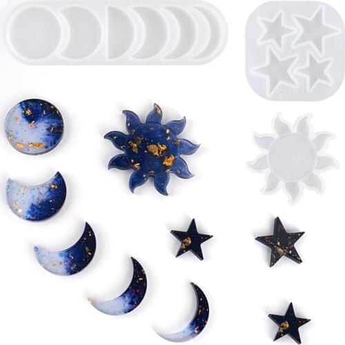 Epoxy Resin Silicone Molds for Resin Art Moon Sun Stars DIY Jewelry Craft Resin Casting Ornaments Making Kit Pendant