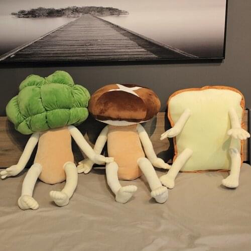 60-90cm Cute Plush Mushroom Toys Bread Cauliflower Food Plush Fruits Stuffed Food Plush Pillow Soft Cushion Kids Present