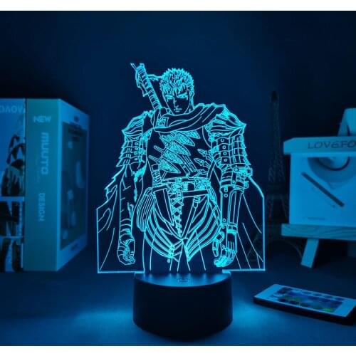 Led 3D Night Light Anime Berserk Guts Comics Berserk Lamp Table Lamp Bedroom Oecoration Birthday Gift For Boyfriend LED Lighting