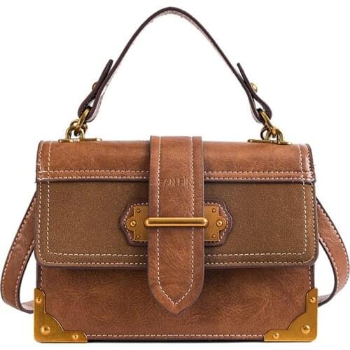 Womens Autumn And Winter Retro Small Square Bag 2018 New High Quality Pu Leather Handbag Wild Messenger Shoulder Bag