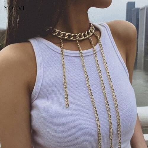 YOUVI Goth Chain Choker Necklace for Women Jewelry Korean Fashion Pedant Necklace Gothic Accessories Wholesale Items
