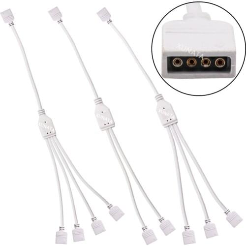 1pc 4 Pin RGB Connector 1 Female To 2 3 4 Way Female Splitter Connectors Plug Adapter Connect Wire Cable Accessory