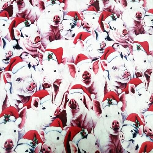 110*100cm Christmas pig Plain cotton fabric Sewing Fabric DIY Handmade Material Hometextile Patchwork Bag