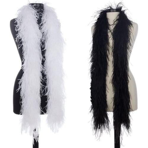 2Meters/Lot (1Ply 3Ply 5Ply 10Ply 20Ply) White Black Ostrich Feathers Boa Wedding Costume Cosplay Fashion Feathers For Crafts