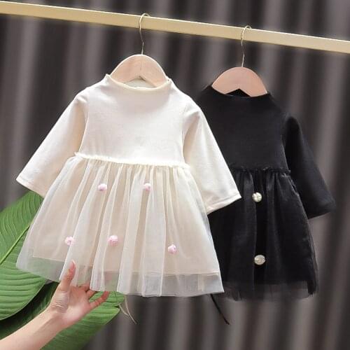 2021 Spring Autumn Girls Kids Princess Dress Long Sleeve Children Baby Infants Mesh Patchwork Party Dresses Vestidos S11945