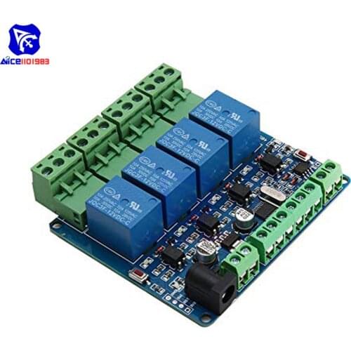 Diymore Modbus RTU 4 Channel 12V Relay Output Board Module Switch Input RS485 / TTL Communication Module