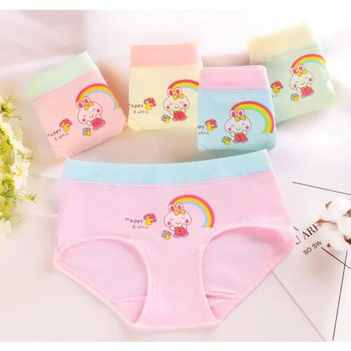 4 Pcs/lot Kids Girls Underwear Cotton Triangle Panties Soft Breathable Underpants Children Briefs Print