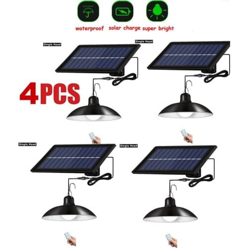 4pcs remote 30 led 2 head Retro Lampshade Solar Pendant Chandelier solar Outdoor Light Waterproof Emergency Security Light Wall