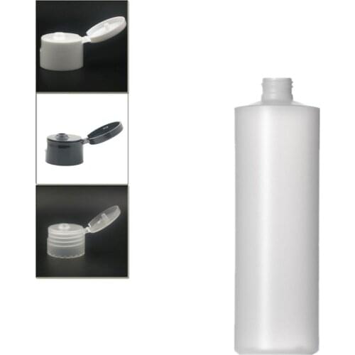 500ml empty plastic soft bottle ,natural-colored HDPE cylinder round with black/white/transparent Flip Top cap