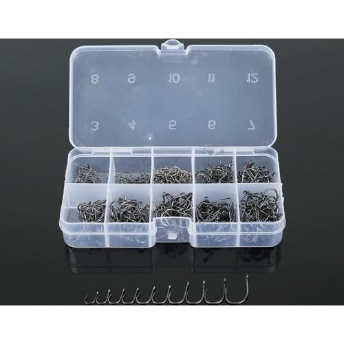 500pcs/box Fishing Hook Set High Carbon Steel Fish Hooks 3#-#12 Fishhooks With Fishing Tackle Box Fishhook Fishing Tools