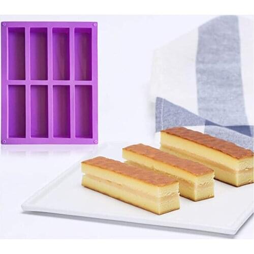8 Cavity Large Rectangle Silicone Mold Cereal Energy Bar Chocolate Truffles Brownie Cornbread Cheesecake Soap Butter Mold