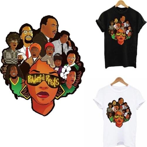 My Roots Black Lady Iron On Patches For Clothes DIY Washable Heat Transfer Sticker On Clothes Women T-Shirt Jacket Appliqued