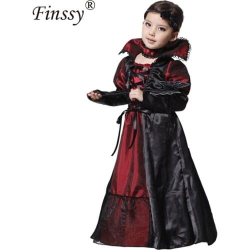 Children Girls Princess Vampire Costumes Purim Childrens Day Halloween Costume for Kids Long Dress Carnival Party Cosplay