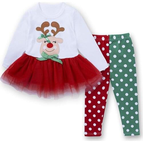 Two Pieces Cotton Girls Clothing Sets Autumn Long Sleeve Children Christmas Sets Girls Clothes Suit Casual Cartoon Outfits 1-7T