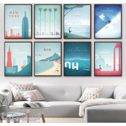 Hd Print Painting Travel City France London Mexico Noridc Style Poster Wall Art Pictures Living Room Minimalist Home Decoration