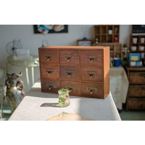 1PC 9 Drawer Storage Box Groceries Vintage Wooden Finishing Cabinet Desktop Wall Organizer Box 39x10x26cm JL 075