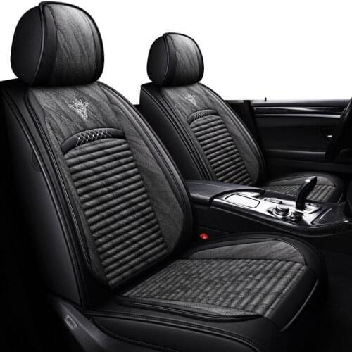 ZHOUSHENGLEE Linen Flax Car Seat Cover for Ssangyong All Models Rexton Korando Rodius ActYon kyron car styling auto accessories