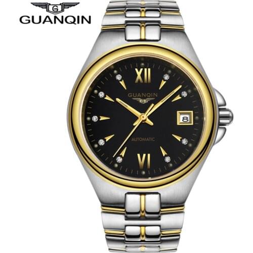 GUANQIN Mens Automatic Watch Automatic Self-Wind Watch Male Stainless Steel Hardlex Crystal Luminous Watch Men Wristwatches