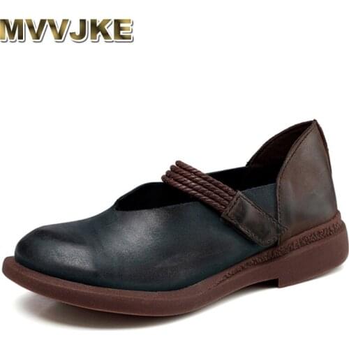 MVVJKE 2018 New Spring Women Shoes Genuine Leather Mixed Colors Hook & Loop