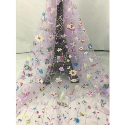 Latest French Nigerian beads/sequins Laces Fabric 2020 High Quality African Laces Fabric Wedding African French Tulle D7002