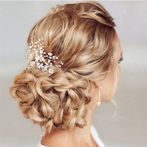 New Pearl Women Hair Combs Hair Pin Rhinestone Tiara Bridal Clips Crystal Crown Bride Bridesmaid Party Wedding Hair Accessories