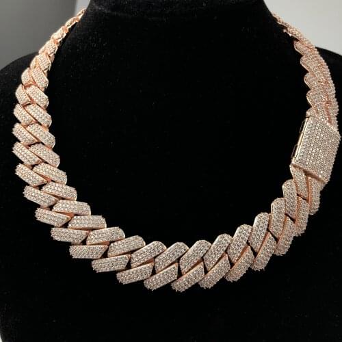 New design 19mm CZ micro shop gold-plated three row mens Necklace