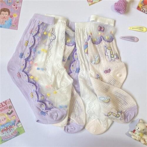 New Harajuku 3D Print Unicorn Socks Women Kawaii Ankle Licorne Chaussette Femme Calcetines Mujer Cute Art Funny Sox