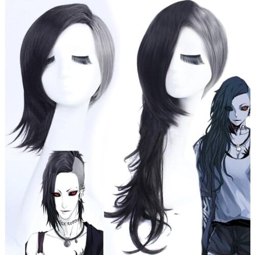 High quality Anime Tokyo Ghouls Ken Kaneki Cosplay wig Sasaki Haise Wig Cosplay Girls Boys Renji Yomo Uta Short black grey Hair