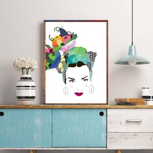 Carmen Miranda Portrait Print Tropical Fruit Illustration Abstract Art Poster Pop Culture Wall Picture Decor Canvas Painting